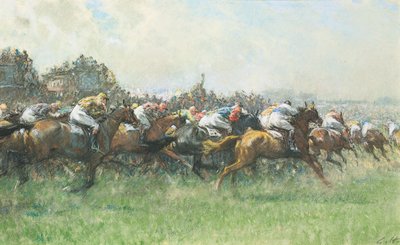 Tattenham Corner, the Epsom Derby by Gilbert Holiday