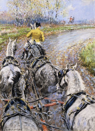 The Kings Highway, Study from the Box Seat of The Old Berkeley Coach; The Cock Horse Taking us up Reigate Hill by Gilbert Holiday