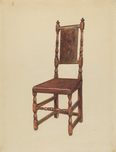 Cromwellian Leather Side Chair by Gilbert Sackerman