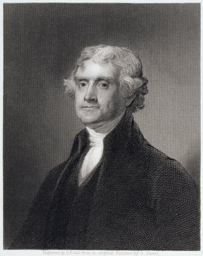 Portrait of Thomas Jefferson, engraved by Henry Bryan Hall by Gilbert Stuart