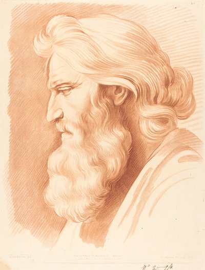 Head of a Venerable Man by Gilles Antoine Demarteau after Edme Bouchardon