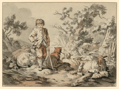 Shepherd Boy with His Flock by Gilles Demarteau