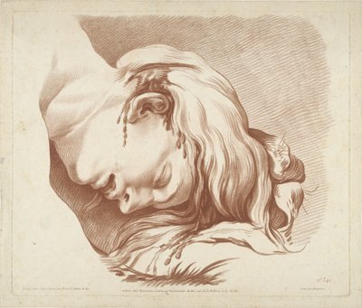 Head of a Figure Lying on the Ground with a Bleeding Wound by Gilles Demarteau