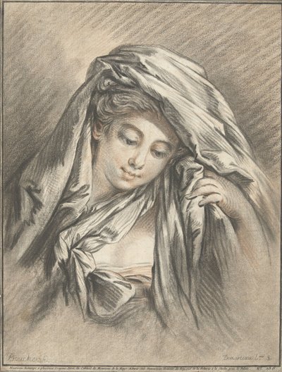 Head of a Woman with Draped Cloth by Gilles Demarteau