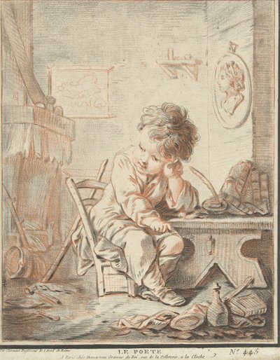 Child as Poet at Work in Interior by Gilles Demarteau