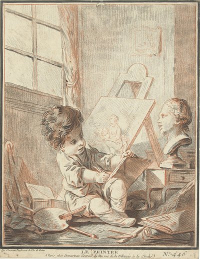 Child as Painter in Studio by Gilles Demarteau