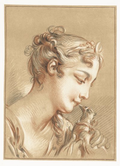 Girl with a Dove by Gilles Demarteau