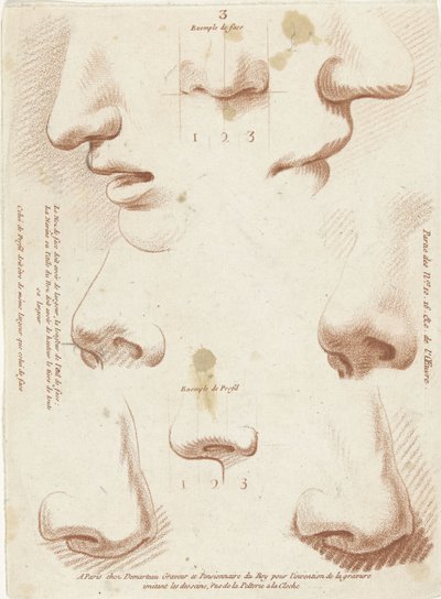 Study Sheet with Noses and Mouths by Gilles Demarteau
