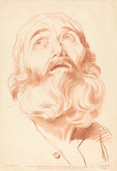 Head of a Man by Gilles Demarteau, the Elder after Edme Bouchardon