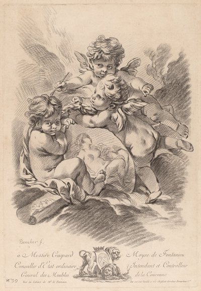 Allegory of Painting with Three Cherubs by Gilles Demarteau the Elder after François Boucher