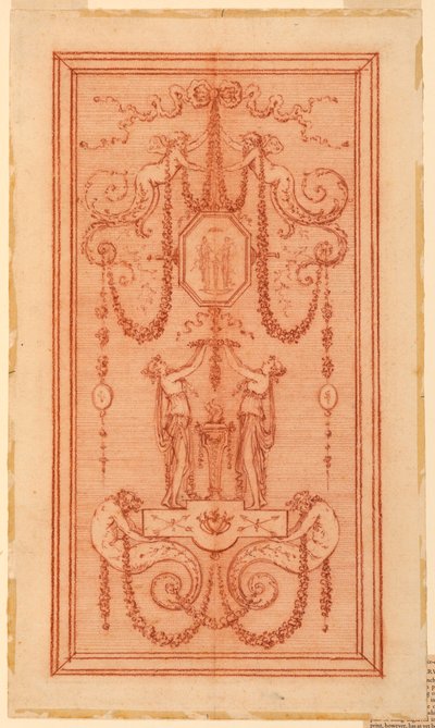 Design for a Decorative Panel (with Nymphs and Garlands) by Gilles Paul Cauvet