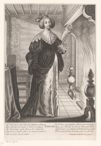 Lady in Interior by Fireplace (Winter) by Gilles Rousselet