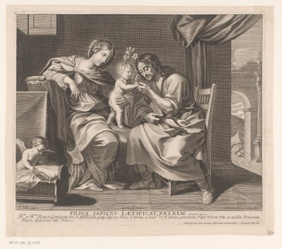 Holy Family and Angel Making a Cradle by Gilles Rousselet