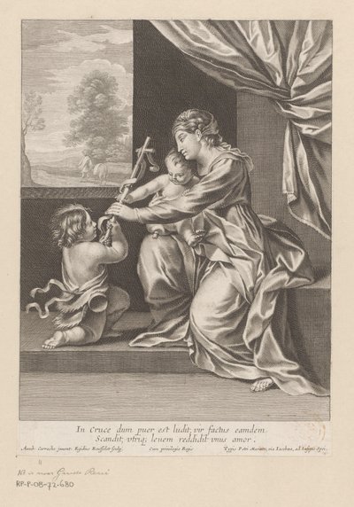 Mary with Child and John the Baptist Offering a Cross by Gilles Rousselet