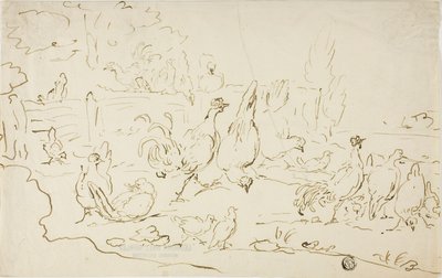 Chickens and Roosters in Yard by Gillis Claesz. de Hondecoeter