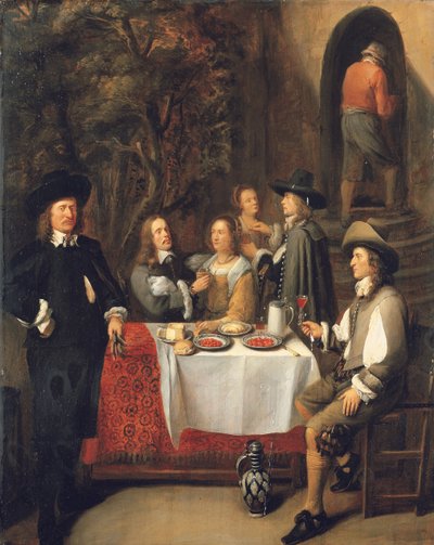 Elegant Company at a Table on a Terrace by Gillis Van Tilborch
