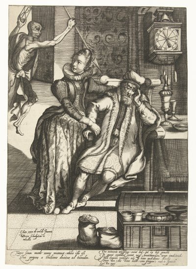 Young Woman with Old Man Threatened by Death by Gillis van Breen