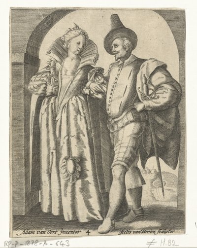 Man and Woman Dressed in the Fashion of 1590-1600 by Gillis van Breen