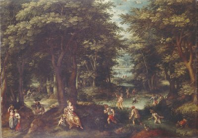 Landscape with Leto and Peasants of Lykia by Gillis van Coninxloo