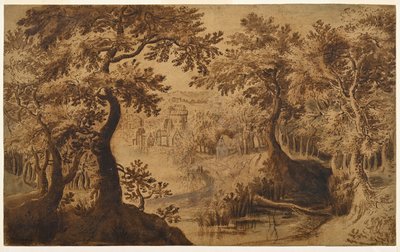 Wood Landscape with Vista by Gillis van III (circle of) Coninxloo