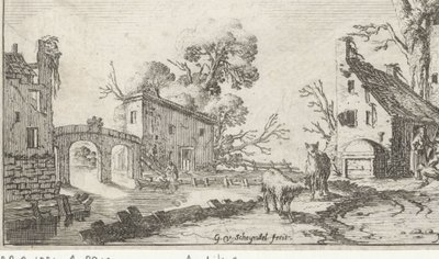 Farm and Tower by a River (Hearing) by Gillis van Scheyndel (I)