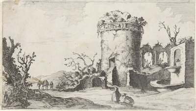 Fountain by Ruin with a Round Tower (Twelve Landscapes) by Gillis van Scheyndel (I)