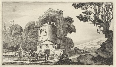 Landscape with a Tower (Twelve Landscapes with Figures) by Gillis van Scheyndel (I)