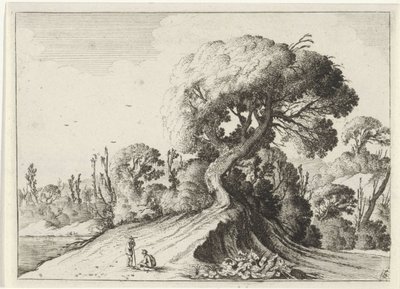 Two Men in Front of a Large Tree, Seven Landscapes by Gillis van Scheyndel (I)
