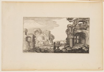 Path between Roman Ruins, from Twelve Landscapes with Figures by Gillis van Scheyndel