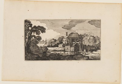 Pond before Wooden Bridge and a House, from Twelve Landscapes with Figures by Gillis van Scheyndel