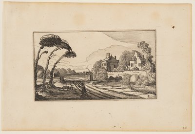 Road to Left of a Moated and Walled Country House, from Twelve Landscapes with Figures by Gillis van Scheyndel