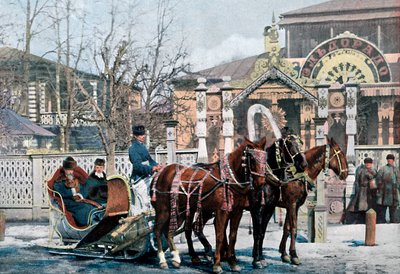A Troika Sled in Moscow, Russia, c1890 by Gillot