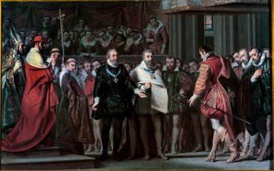 Philip II of Spain Recognizes Henry IV as King of France by Gillot Saint Evre
