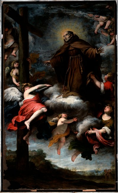 Saint Louis of Anjou Worshipping the Cross by Gio Bernardo Carbone