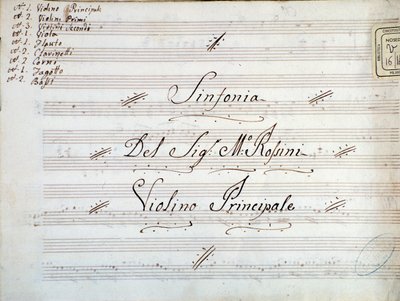 Detail of First Page of Violin Musical Score for a Symphony by Gioacchino Rossini by Gioachino Rossini