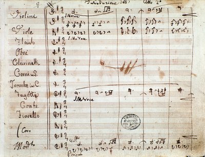 First page with autograph of score for act II of the opera The Barber of Seville by Gioacchino Rossini by Gioachino Rossini