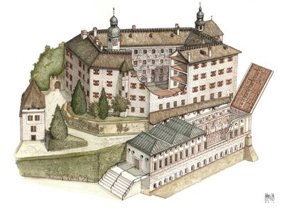 Renaissance Architecture: Reconstruction of the Castle of Ambras by Giorgio Albertini