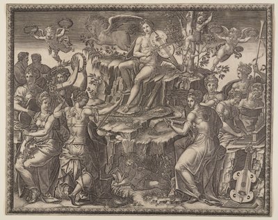 Apollo and the Muses on Mount Parnassus by Giorgio Ghisi