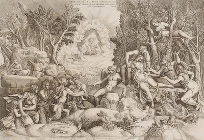 Cephalus Mourning Procris (after a drawing by Giulio Romano) by Giorgio Ghisi