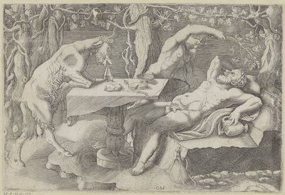 Silenus, a Satyr and a Goat by Giorgio Ghisi