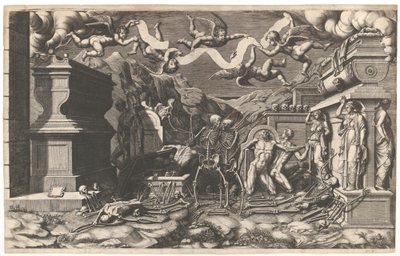 The Vision of Ezekiel, a Group of Corpses and Skeletons Emerging Out of Tombs by Giorgio Ghisi