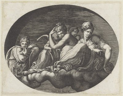 Venus, Two Goddesses, and Two Putti by Giorgio Ghisi