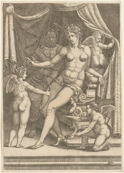 Venus and Vulcan Sitting on a Bed by Giorgio Ghisi