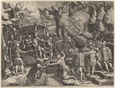 Sinon Deceiving the Trojans by Giorgio Ghisi after Giovanni Battista Scultori