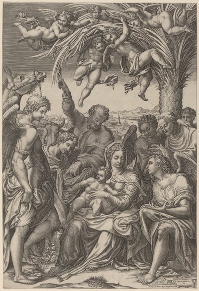 The Rest on the Flight into Egypt by Giorgio Ghisi after Giulio Campi