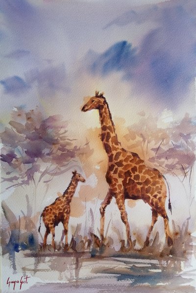 African Giraffe Family by Giorgio Gosti