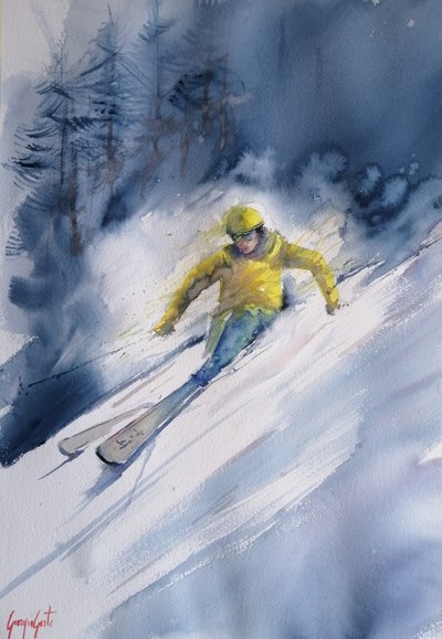 Downhill Skiing Action by Giorgio Gosti
