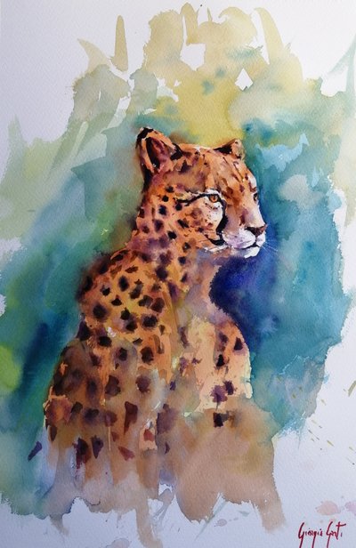 Majestic Watercolor Cheetah by Giorgio Gosti