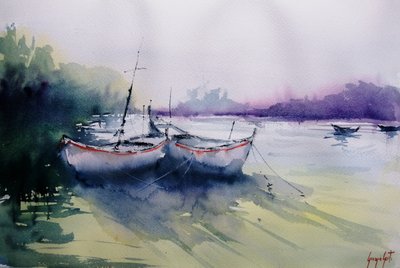 Misty Morning Boats by Giorgio Gosti