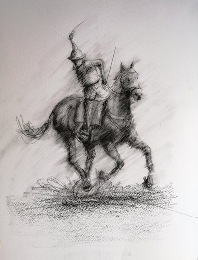 Mounted Warrior Sketch by Giorgio Gosti
